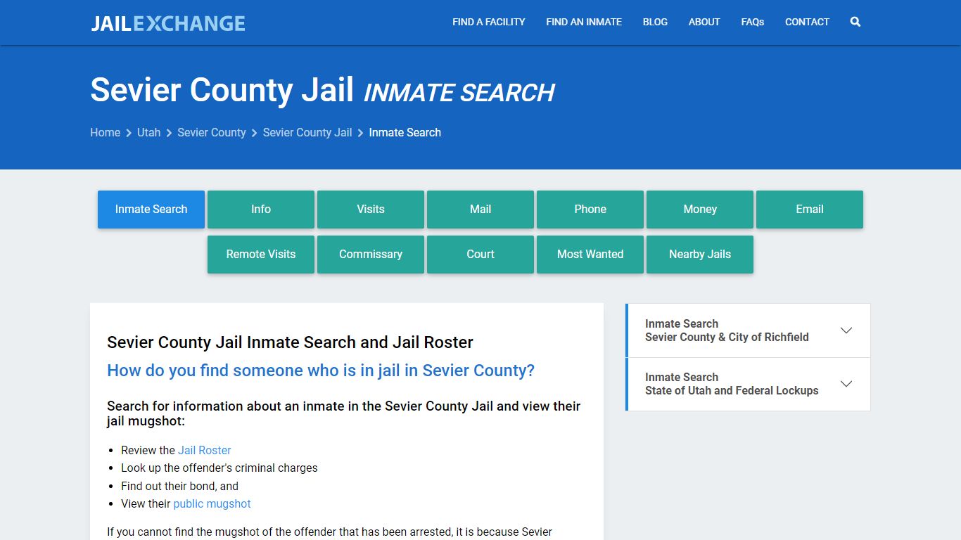 Inmate Search: Roster & Mugshots - Sevier County Jail, UT - Jail Exchange